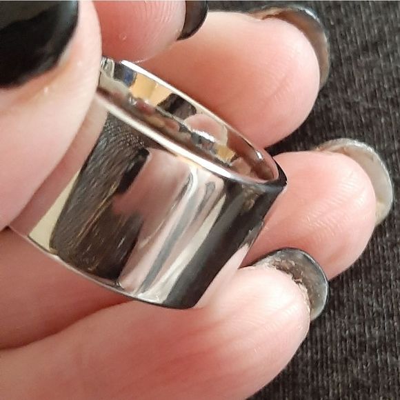 Silver solid titanium multi color Swarovski crystal boho ring sz 7 new - Picture 4 of 10